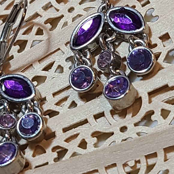 Ladies Earrings purple silver - Picture 7 of 13